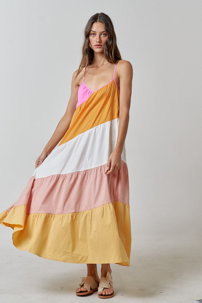 Multi-Color Sleeveless Maternity Maxi Dress