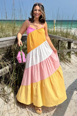 Multi-Color Sleeveless Maternity Maxi Dress