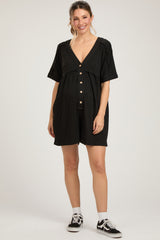 Black Button Down Maternity Romper