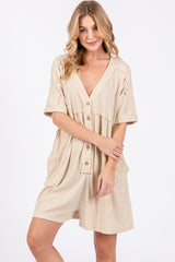 Beige Button Down Romper