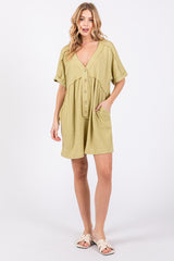 Light Olive Button Down Romper