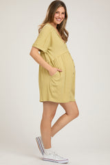 Light Olive Button Down Maternity Romper