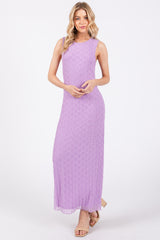 Lavender Mesh Overlay Midi Dress