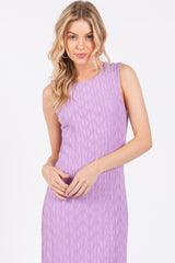 Lavender Mesh Overlay Midi Dress