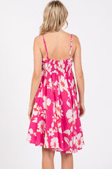 Fuchsia Floral Wrap Top Accent Dress