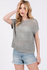 Olive Green Open Knit Maternity Top