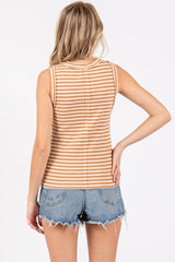 Camel Sleeveless Ribbed Tank Top