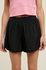 Black Pleated Active Shorts