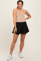 Black Pleated Maternity Active Shorts