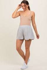 Gray Pleated Maternity Active Shorts