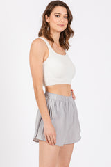 Gray Pleated Active Shorts