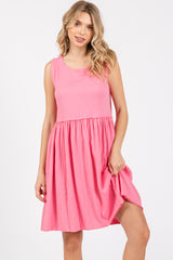 Pink Sleeveless Textured Dress