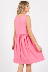 Pink Sleeveless Textured Dress