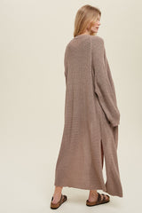 Mocha Knit Side Slit Long Cardigan