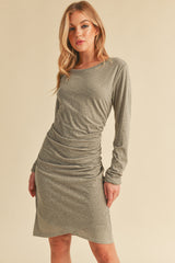 Heather Grey Ruched Wrap Dress