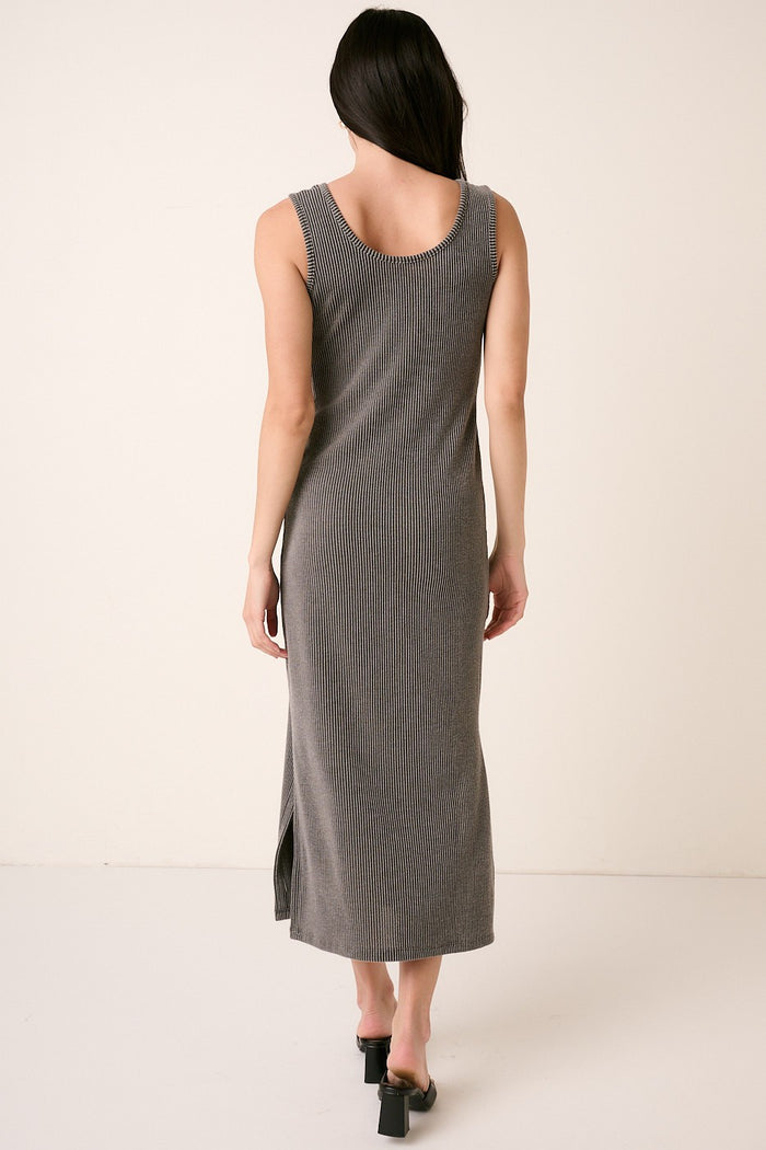 Charcoal Ribbed Side Slit Maxi Dress