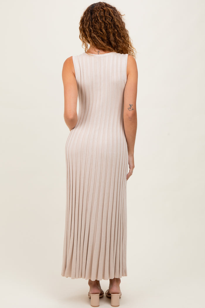 Taupe Sleeveless Knit Maxi Dress