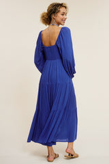 Royal Blue Tiered Midi Dress