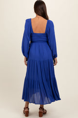 Royal Blue Tiered Maternity Midi Dress