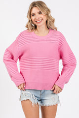 Pink Open Knit Maternity Sweater