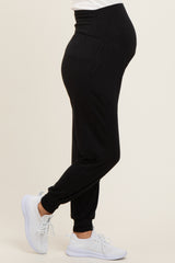 Black Soft Knit Maternity Joggers