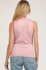 Light Pink Sleeveless Mock Neck Maternity Top