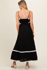 Black Colorblock Trim Maternity Midi Dress