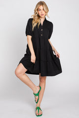 Black Collared Tiered Dress