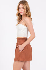 Rust Textured Smocked Waist Shorts