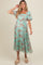Mint Green Floral Chiffon Ruffle Hem Maternity Midi Dress