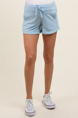 Light Blue Terry Maternity Shorts