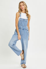 Blue Denim Front Pocket Maternity Overall