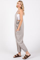 Grey Racerback Drawstring Side Pocket Jumpsuit