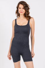 Black Ribbed Essential Body Sculpt Maternity Romper