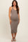 Taupe Rib Knit Sleeveless Maternity Midi Dress