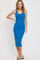 Blue Rib Knit Sleeveless Midi Dress