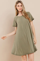 Olive Solid T-shirt Maternity Mini Dress