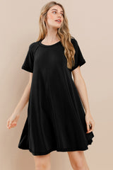 Black Solid T-shirt Mini Dress