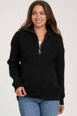Black Half Zip Maternity Sweater