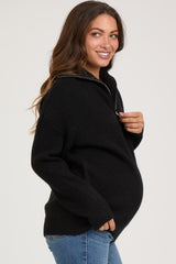 Black Half Zip Maternity Sweater