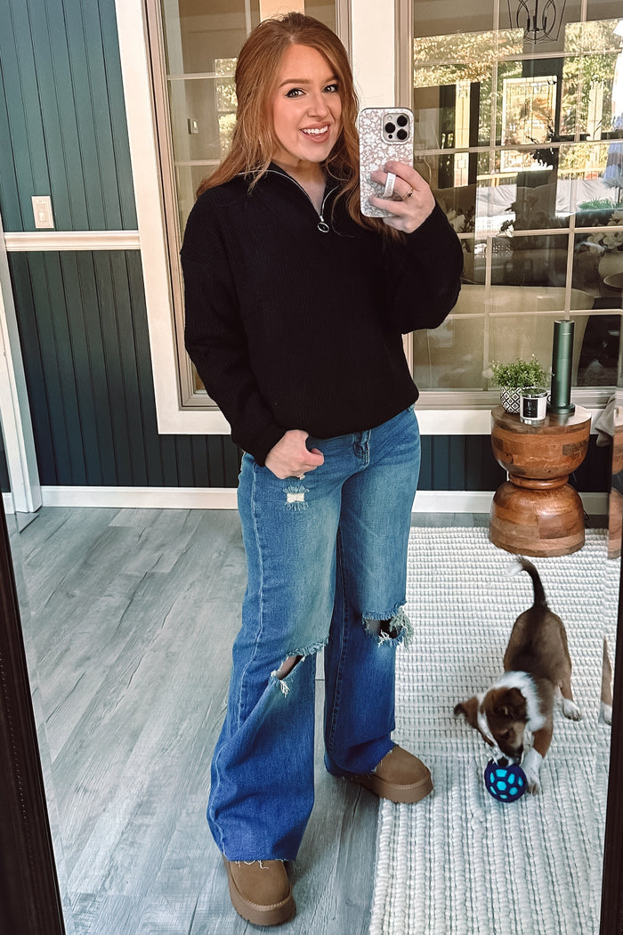 Black Half Zip Sweater