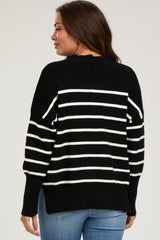 Black Striped Drop Shoulder Maternity Sweater