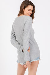 Heather Grey V-Neck Long Sleeve Shirt