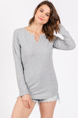 Heather Grey V-Neck Maternity Long Sleeve Shirt