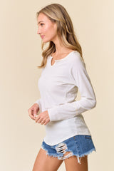 Ivory V-Neck Long Sleeve