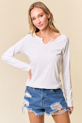 Ivory V-Neck Long Sleeve