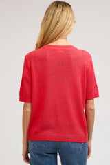 Red Knit Short Sleeve Maternity Top