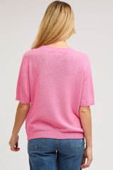 Pink Knit Short Sleeve Maternity Top