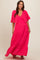 Coral Flounce Sleeve Tiered Maternity Dress