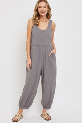 Grey Loose Fit Sleeveless Maternity Jumpsuit